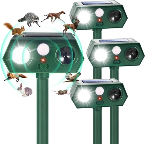 2026 Upgraded Solar Ultrasonic Animal Repellent Sonic Deer Repellent Devices