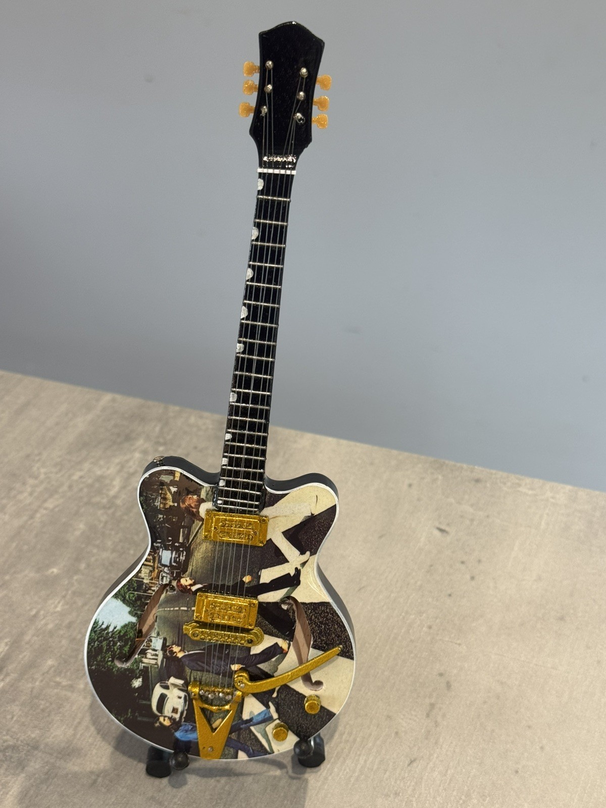 The Beatles miniature Guitar - 10 inches tall - includes stand - UK stock
