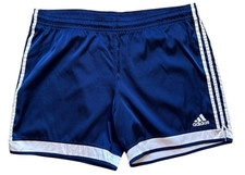 VTG Adidas Shorts Mens XL Blue White Satin Soccer Shiny Drawstring 2003 READ