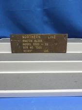 Northern Line Snatch Block Model 3363 - SB Ser No 7300 Industrial Brass Plate