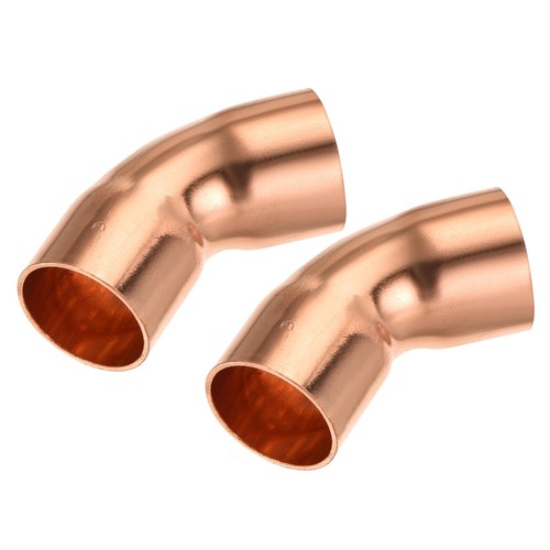 45 Degree Elbow Copper Fittings, 5/8 Inch ID Connection, Pack of 2