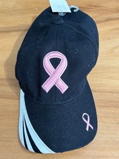 Breast Cancer Awareness Pink Ribbon Black Baseball Cap Hat One Size NWT