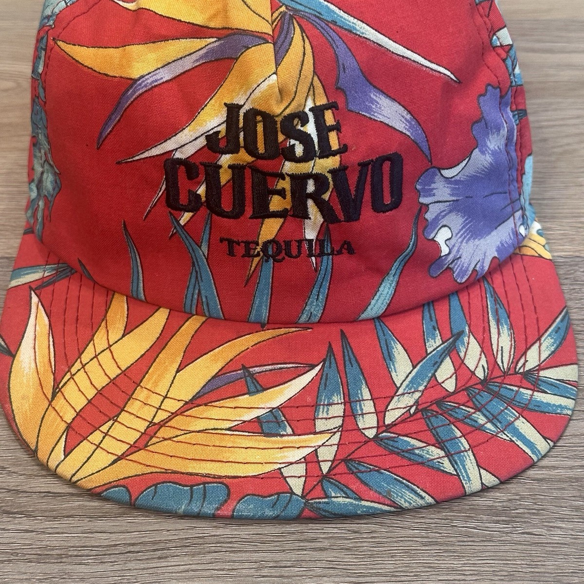 Vintage Jose Cuervo Tequila Snapback Hat Tropical Floral Embroidered Red EUC View 5