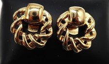 Vintage Bluette French Stylized Abstract Bow Shoe Clips Rare Find Gold Tone