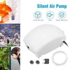 Aquarium Fish Tank Silent Air Pump 2 Air Bubble Disk Stone Hydroponic Oxygen NEW