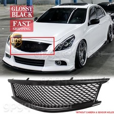 For Infiniti G37 Sedan 10-14 Skyline Style Gloss Black Front Bumper Upper Grille