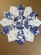 Handmade Quilted 12  Blue  White Floral Table Topper, Candle Mat, NEW