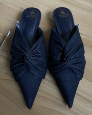 Ladies next forever comfort denim look slip on kitten heel shoes size 3.5 NWT