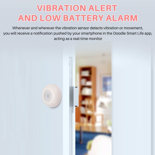 Tuya Vibration Sensor Home Vibrator Door Window Break Burglar Detector 4969 - Bild 2 von 7