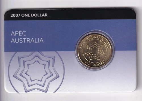 AUSTRALIAN:  2007 $1 APEC COIN UNC ON CARD  #PL1767