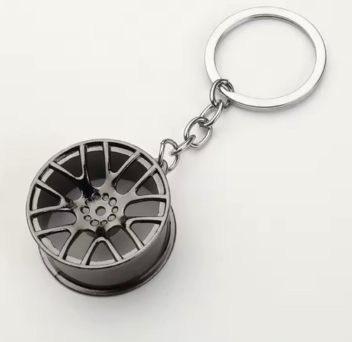 Metal Keychain Car Wheel Key Ring Car Style Key Chain Purse Backpack Charm - Picture 3 of 6
