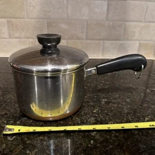 Vintage Revere Ware Copper Clad Stainless Steel Sauce Pan Used On Gas 1.5 qt