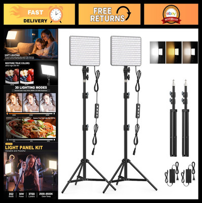 30W Photography Lighting Kit - 2-Pack LED Video Lights with Tripod for Streaming