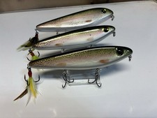 Rainbow Trout Colored Topwater Walking Bait With Rotating Hook Hangers 8”in.