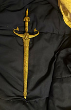 Decorative Double Edge Dagger w/ Sheath, Full Tang Metal, Gold/Silver