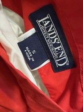 LANDS  END Kids S 7-8 Red Navy Reversible Hooded Windbreaker Waterproof Jacket