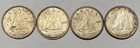 Canadian SILVER Dimes-80% Silver - 4 COINS- 1950,1951,1956,1959 -FREE SHIPPING