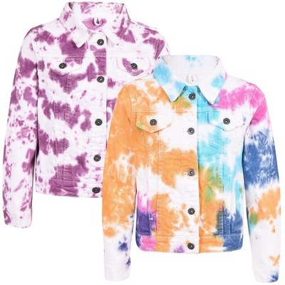 Kinder Mädchen Mode Denim Jacke Mantel Jeans Langarm Acid Wash Batik Geschenke