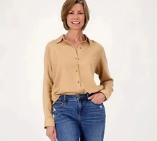 Candace Cameron Bure Pet Coastal Linen Blend Olive Stone Plus Petite 18 A600865