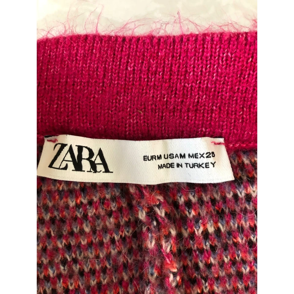 ZARA Floral Jacquard Knit Baggy Straight Leg Pants Loungewear Trousers Boho Sz M - Image 3 of 4