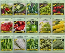 15 Pack Vegetable Garden  - Deluxe Heirloom Variety Pack, Non-Gmo, Perfect for H