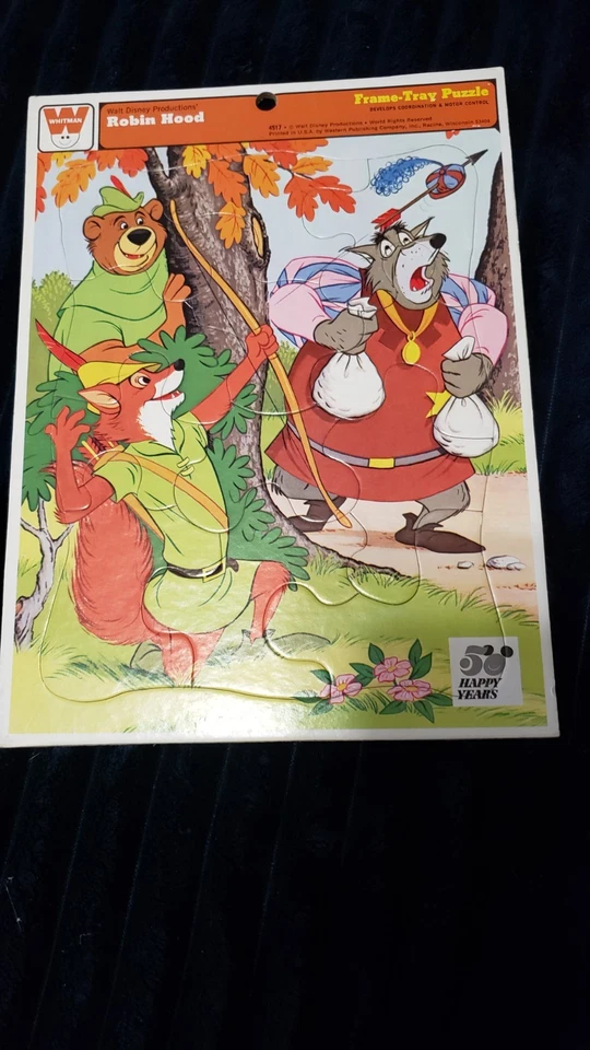  Rompecabezas bandeja marco Robin Hood Disney vintage raro 4517 Foto 2 de 4