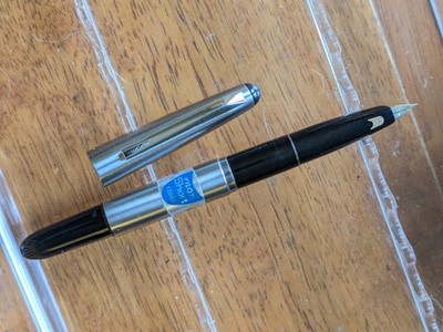 vtg Nos Black Steel Pilot Telescoping  Fountain Pen - 14k EF Nib