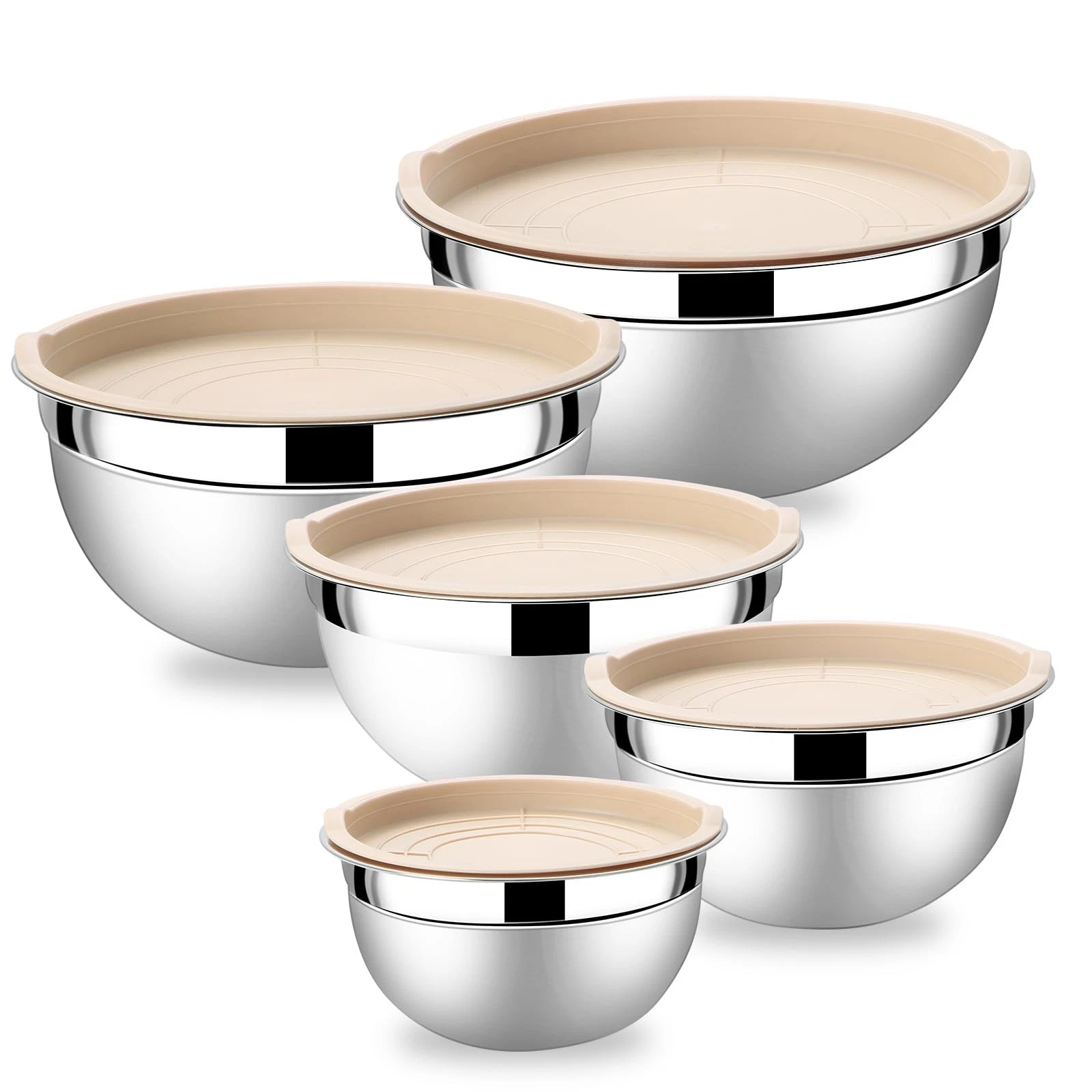 Mixing Bowls with Airtight Lids Set 5 Pcs Stainless Steel Bowls Set Baking Se...