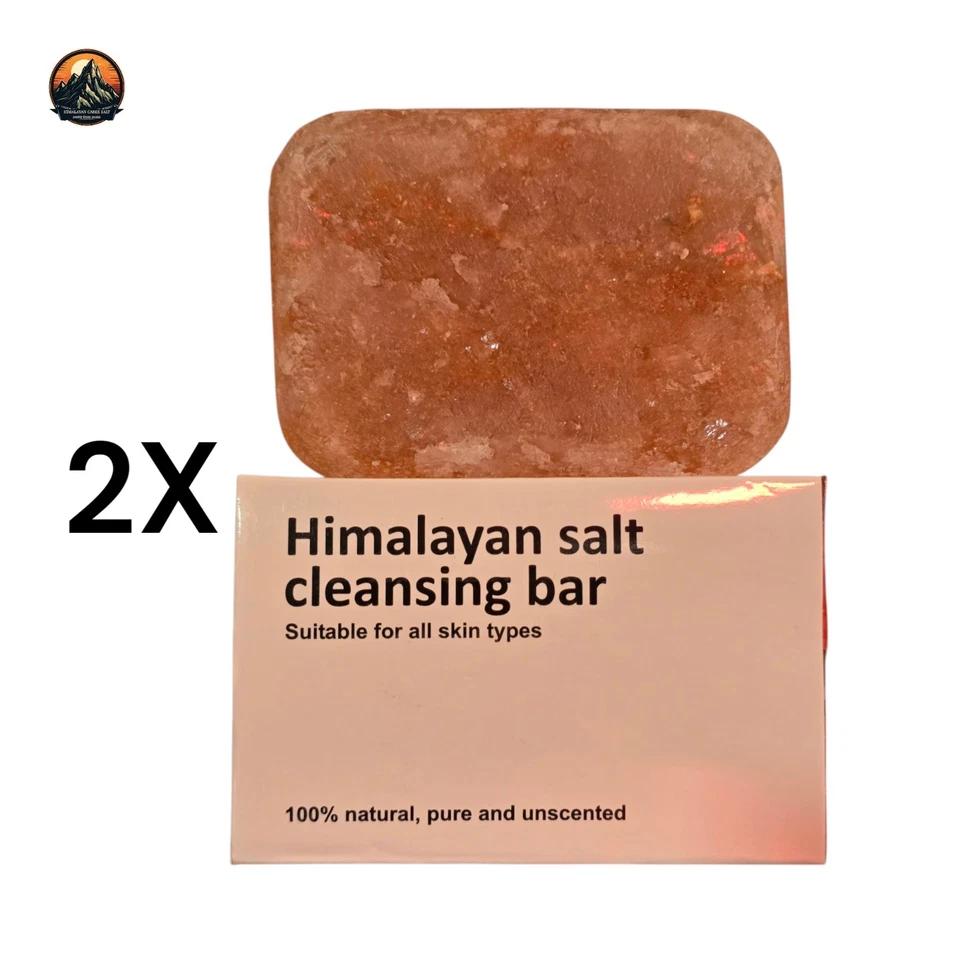 2X Natural Care Himalayan 100% Pure Rock Salt Soap Bar Therapeutic Exfoliating.
