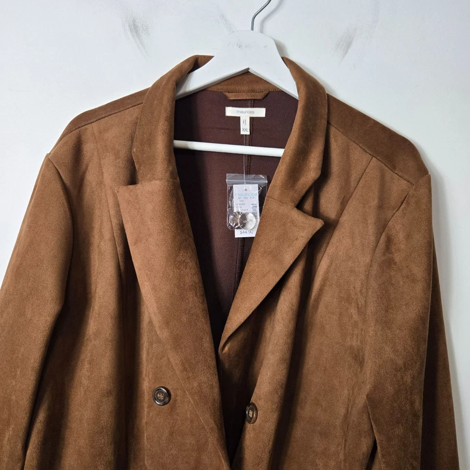 Maurices размер XXL коричневый искусственной замши открытый кнопка спереди блейзер передние карманы новый - Изображение 3 из 4
