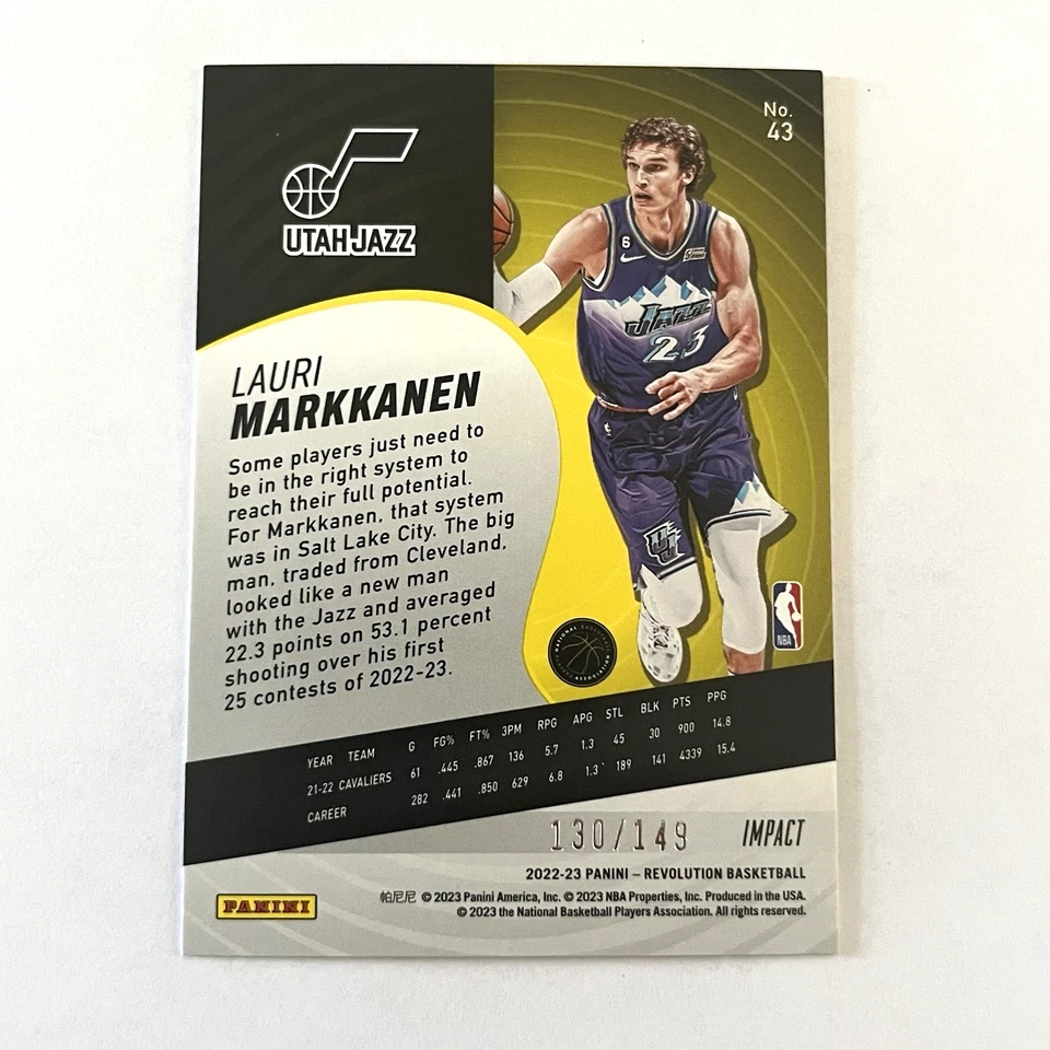 Lauri Markkanen 2022-23 Panini Revolution Impact /149 #43 Utah Jazz - Image 2 of 3