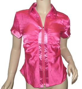 hot pink satin blouse