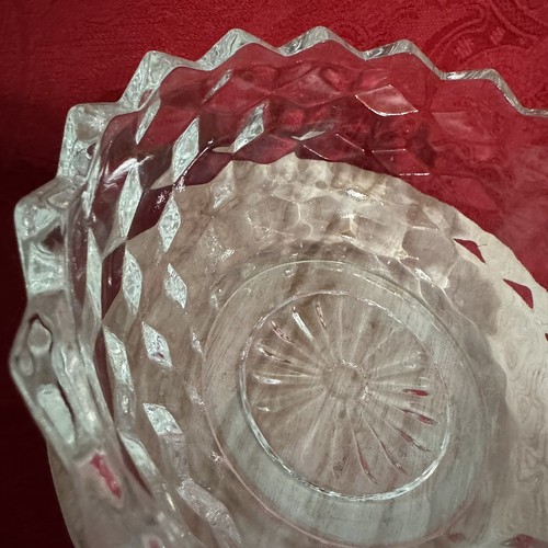 Vintage American Fostoria Candy Nut Dish W/ Lid 5" Clear Glass Cube Pattern EUC - Picture 6 of 12