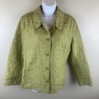 J. Jill Quilted Silk Jacket Women's Size Medium Chartreuse Green Lightweight Euc