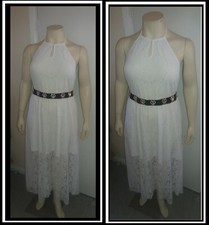 Brand New White Lace Detail Halter neck Midi - Maxi Dress PLUS Size 24 Hen Bride