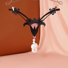 Imitation Big pearl Transparent Women Lace G-String Sexy Thongs Briefs Panties