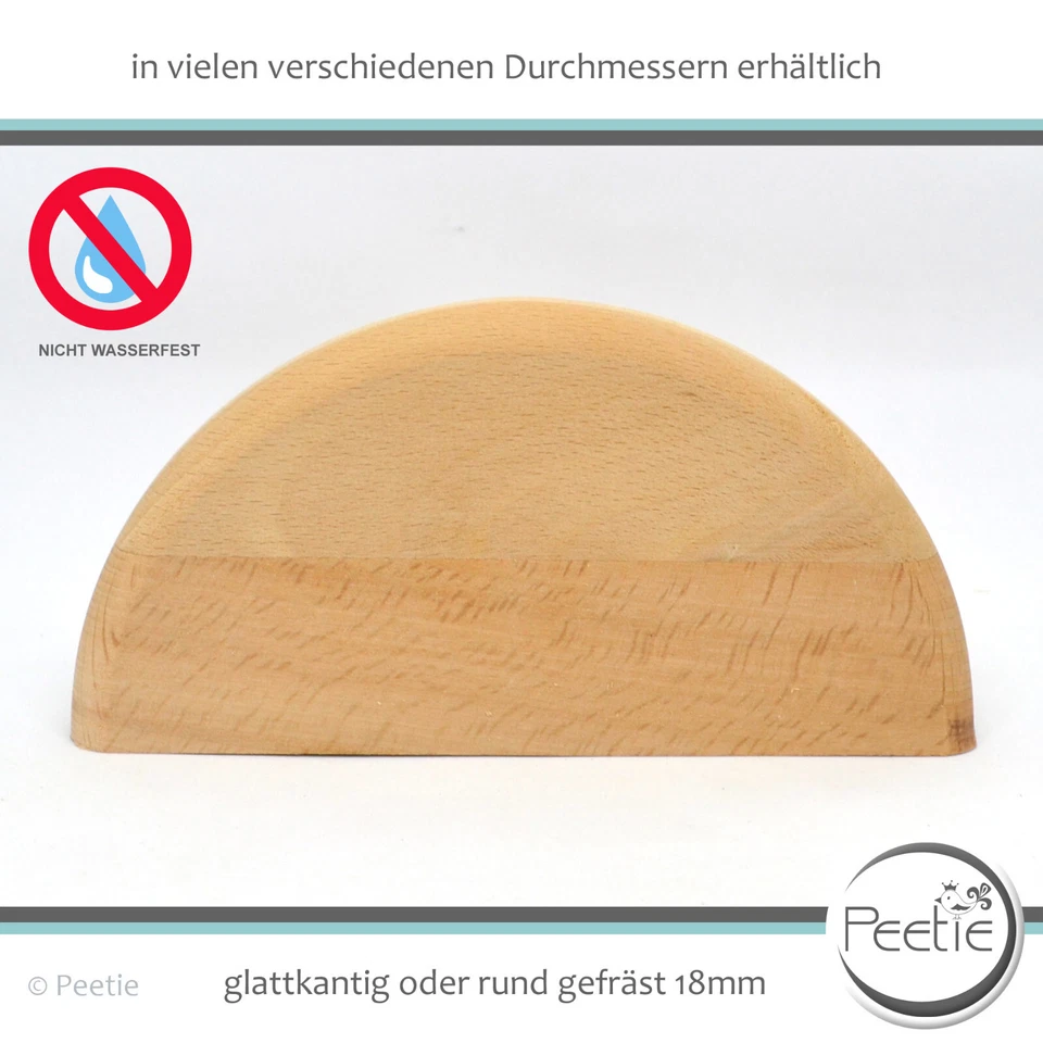 1x Holzscheibe halbrund Buche Leimholz 18 mm Holzrad rund Tischplatte Scheibe - Bild 4 von 4