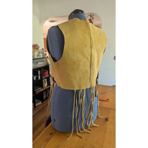 Suede Fringe Vest Western Style Festival Hippie Boho Chic Women's - Picture 3 of 11
