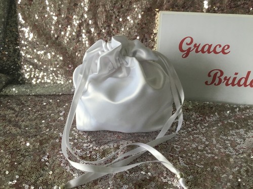 BOLSO DOLLY DUQUESA SATINADO BLANCO BODA NOVIA. FLOWER GIRL *HECHO/VENDEDOR EN REINO UNIDO - Imagen 10 de 27
