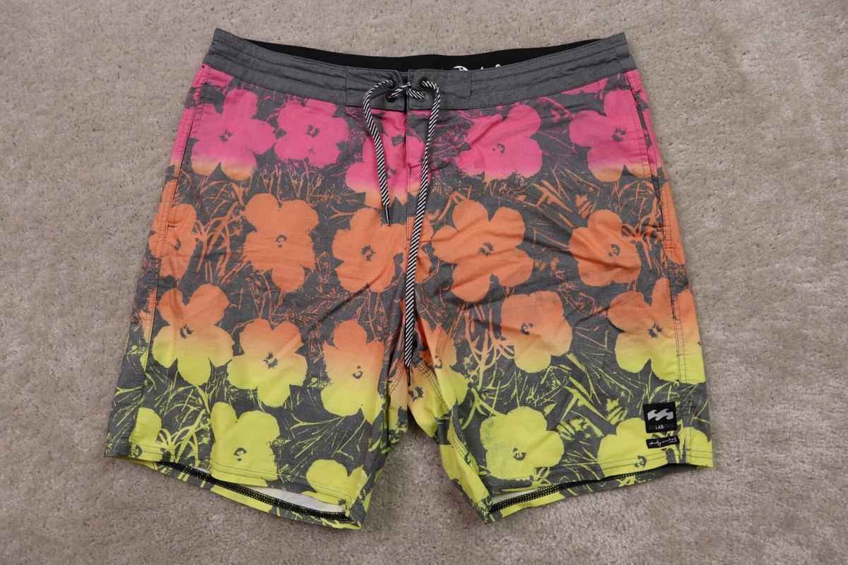 Billabong Board Shorts Mens 36 Andy Warhol Floral | eBay