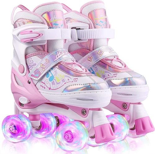 Kinder Rollschuhe Verstellbar M/LED Rollschuhe für Mädchen & Jungen Rollerskates