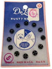 DeLong Rust Never Snaps Fasteners Vintage Sewing Notion 12 Count Size 2 / 0