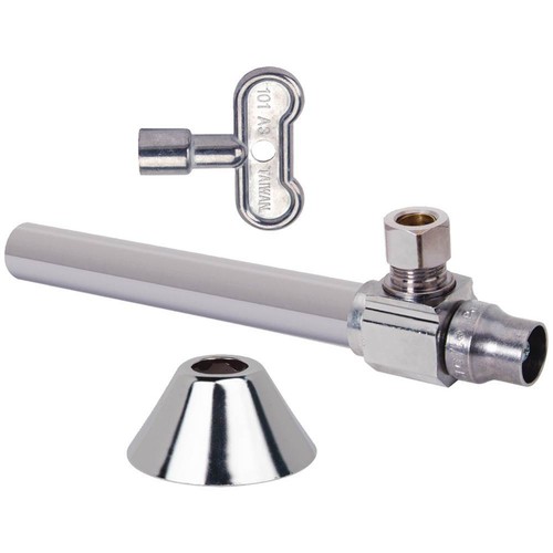BrassCraft CS40X-C 1/2" Nom Sweat Inlet 3/8" O.D Comp 1/4 Turn Valve 5" Ext Tube