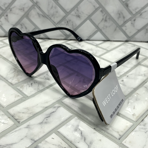 Neu mit Etikett West Loop Sonnenbrille 52070 schwarz VL schwarzes Herzgestell lila Gläser