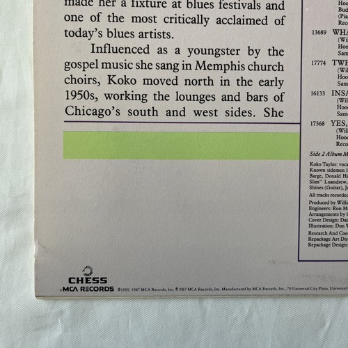 KOKO TAYLOR - The Songs CHESS CH-9263 LP 1987 Record NM BLUES! Willie Dixon - Picture 4 of 10