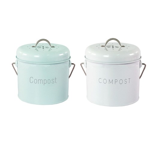 Kitchen Compost Bin Round Iron Charcoal Filter Bucket Outdoor Accessories