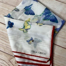 Vintage Olga Greco Oversized Square Butterfly Clouds Sheer Women's Scarf Wrap