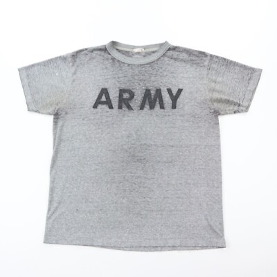 Paper Thin Burn Out Army T-Shirt Men's Medium Gray Buttery Soft Grunge Military