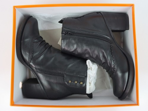 Miz Mooz 'Matilda' Ruched Black Leather Ankle Boots NEW IN BOX US 8 AU7.5 - Picture 10 of 11