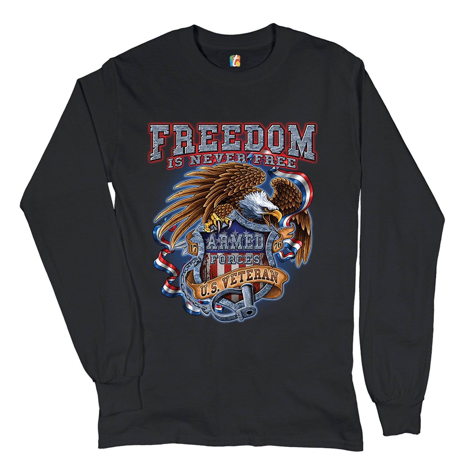 ALTRA T shirt a maniche lunghe Freedom Is Never Free USA Veterani forze armate militari